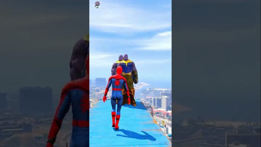 GTA 5 Gameplay ; SPIDERMAN vs THANOS Ragdolls Jump Fail Moments , #shorts ,#tyshorts ,#gta5